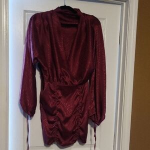 4SI3NNA Deep Red Textured Fabric